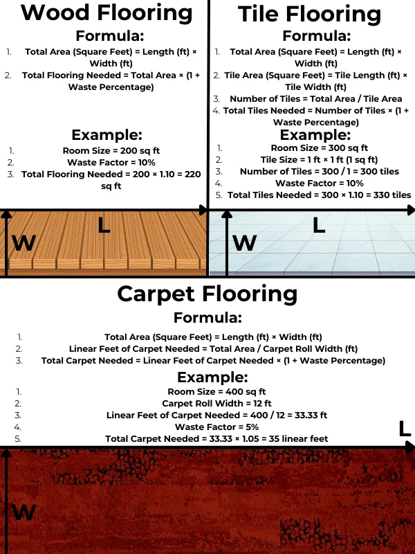 How to Calculate Flooring Needed for Wood, Tile, and Carpet?
